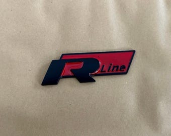 R Line Matte black Red Gloss Large Rear Badge Emblem New UK Stock