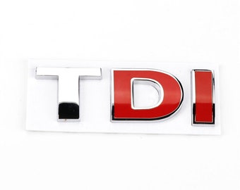 VW Silver/Red TDI Rear Badge Emblem New UK Stock