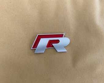 R Line Matte Silver and Red Small Rear Badge Emblem New UK Stock