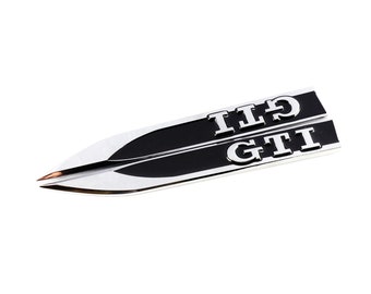 VW Black GTI Fender badge metal set. Volkswagen Golf  Uk Stock