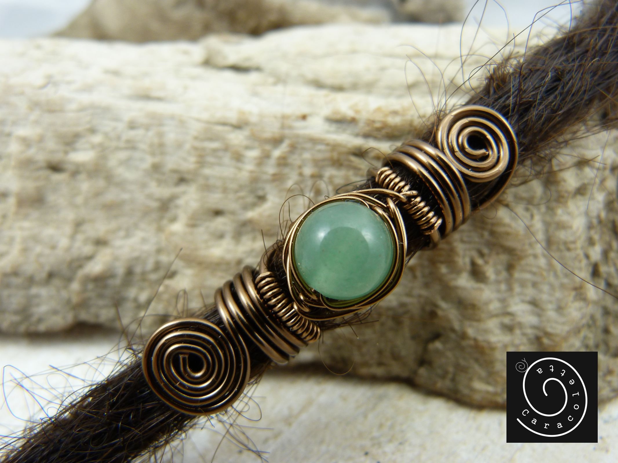 Dreadlocks pearl bronze, green aventurine dread jewelry, rasta pearl, gift for dreaddies