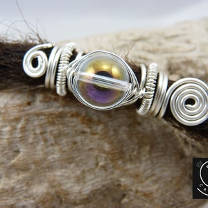 Angelaura dread bead, dreadlocks jewelry silver, gift for dreadlocks, large Angelaura bead with silver wire as dread jewelry