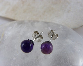 Stud earrings amethyst 925 silver, earrings, sterling silver, earrings