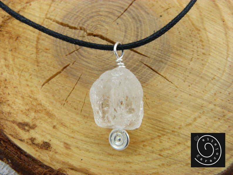 Raw rock crystal pendant, small necklace, choker rock crystal, small gift, necklace rock crystal sterling silver image 2