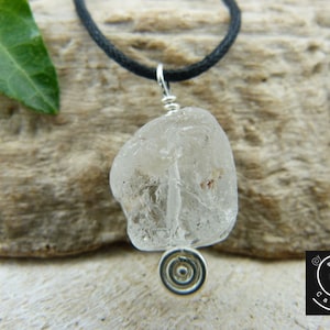 Raw rock crystal pendant, small necklace, choker rock crystal, small gift, necklace rock crystal sterling silver image 1