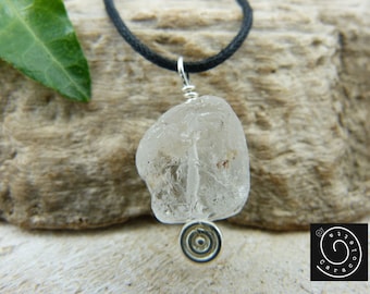 Raw rock crystal pendant, small necklace, choker rock crystal, small gift, necklace rock crystal sterling silver