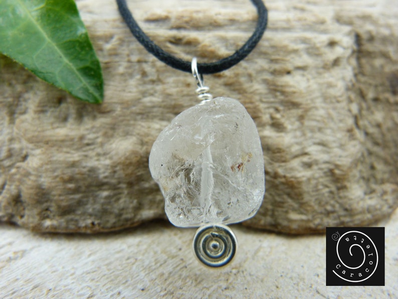 Raw rock crystal pendant, small necklace, choker rock crystal, small gift, necklace rock crystal sterling silver image 1
