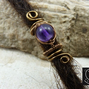 Amethyst Dreadlocks Bead, Dread Jewelry Quartz Amethyst Bead, Gift for Dreaddies, Magical Dreadlocks Jewelry, Dreads Crystals