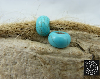 Turquoise dreadlock jewelry, 2 dreadlock bead set, deadlock accessories