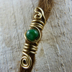 Dread jewelry, gold, green prase pearl, Fairy Dreadbead, Rasta jewelry