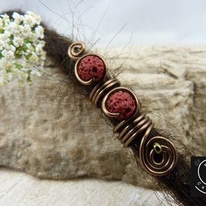 Dreadlocks jewelry red lava beads, dread bead bronze with lava beads, Rasta jewelry red, gift for dread friend