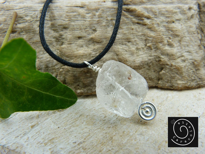 Raw rock crystal pendant, small necklace, choker rock crystal, small gift, necklace rock crystal sterling silver image 5