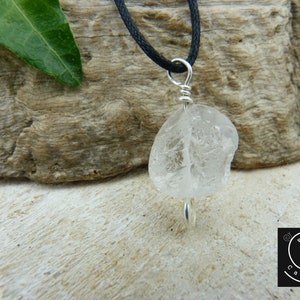 Raw rock crystal pendant, small necklace, choker rock crystal, small gift, necklace rock crystal sterling silver image 6