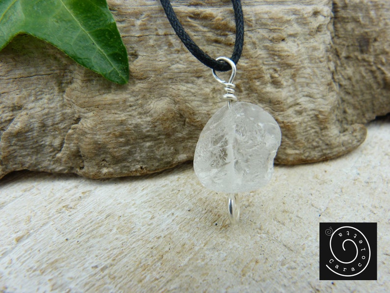 Raw rock crystal pendant, small necklace, choker rock crystal, small gift, necklace rock crystal sterling silver image 6