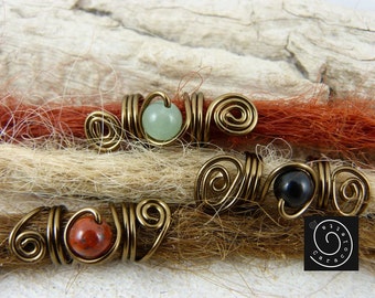 Dreadlocks jewelry, dread beads, rasta beads set of 3. Dread jewelry with gemstones