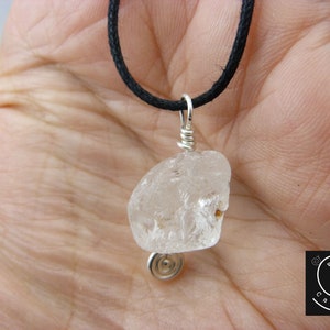 Raw rock crystal pendant, small necklace, choker rock crystal, small gift, necklace rock crystal sterling silver image 3