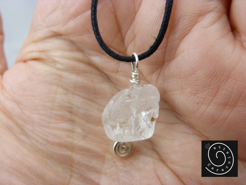 Raw rock crystal pendant, small necklace, choker rock crystal, small gift, necklace rock crystal sterling silver image 3