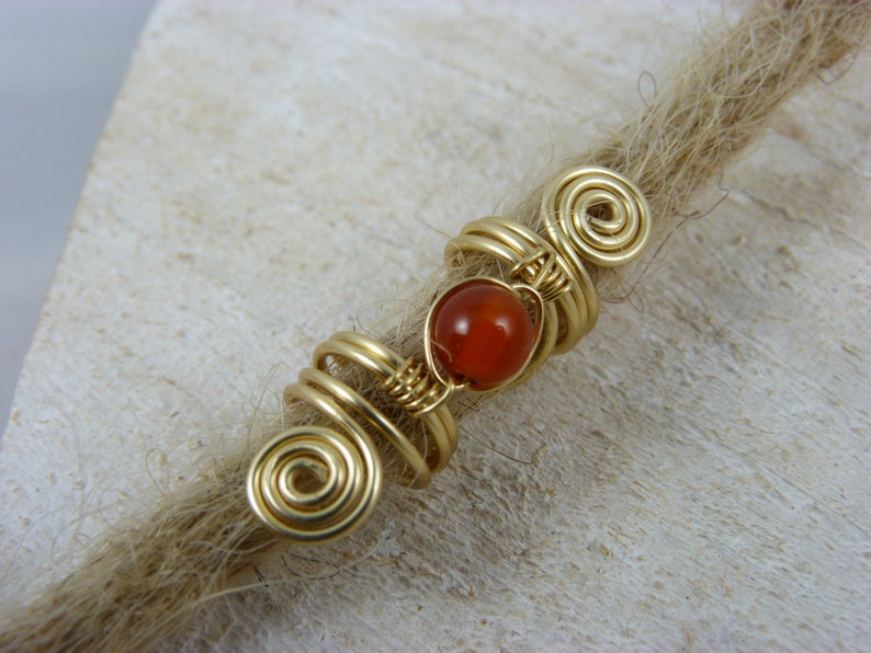Dreadlock jewelry Carnelian gold Dreadperle dread jewelry Crystal bead
