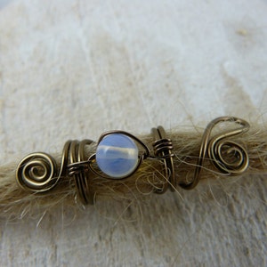 Dread jewelry, bronze wire, white moonstone, dreadlocks, dreadbead "Flower Elf"