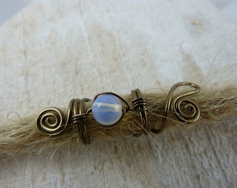 Dread jewelry, bronze wire, white moonstone, dreadlocks, dreadbead "flower elf"