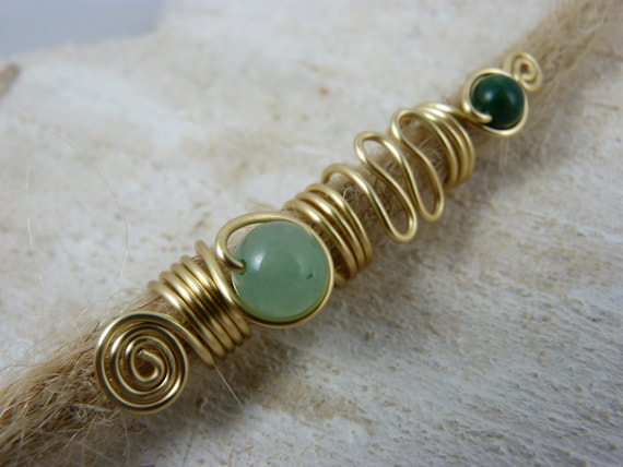 Dreadlocks Schmuck "Dhjin" mit Aventurin und Prasem Dread Schmuck Dread Perle