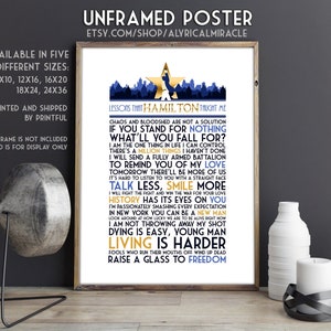 Impresión de cita musical de Hamilton: póster con citas, arte de pared, regalo de teatro musical, cita de King George, letras de Broadway (versión original)