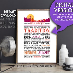 DIGITAL Fiddler on the Roof Musical Print -- Theater Poster with Quotes Wall Art / Theater Gifts / Broadway Lyrics / Printable Home Decor