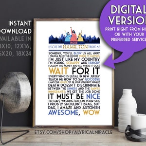 DIGITAL More Hamilton Musical Quote Print -- Theater Poster with Quotes Wall Art / Theater Kid Gift / Broadway Lyrics / Printable Home Decor
