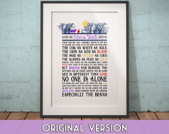 Into The Woods FRAMED Print -- Theater Poster With Quotes Wall Art / Musical Theater Kid Gifts / Minimalist Decor / Broadway Lyrics