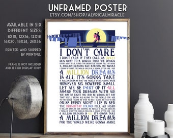 A Million Dreams -- UNFRAMED Typography Print / Greatest Showman / Wall Art / Lyrics / Musical Movie Quote