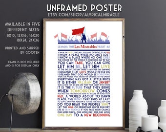 Les Miserables Musical Quote Print -- Theater Poster Quotes Wall Art / Minimalist Decor / Theater Kid Gift / Broadway Lyrics (Original)