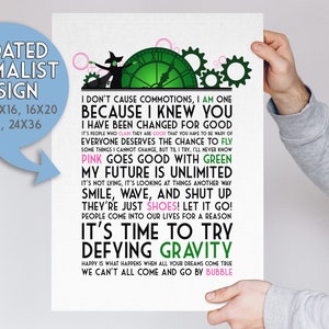 Wicked Musical Quote Print -- Theater Poster With Quotes Wall Art / Theater Kid Gifts / Defying Gravity / Broadway Lyrics (No Title Ver.)