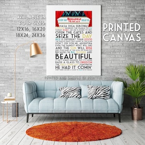 Broadway Musicals Canvas Print - Cartel de citas de teatro / Regalos para niños de teatro / Arte de pared minimalista / Decoración del hogar / Letras de Broadway (Original)