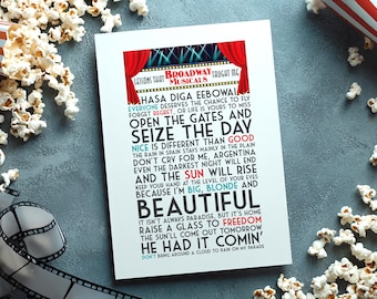 Broadway Musical Quote Print -- Musical Theater Wall Art, Broadway Lyrics Home Decor Poster, Nerdy Theater Kid Gift, Dorm Room, Chicago