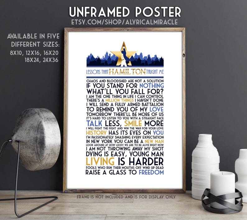 Hamilton Musical Quotes Wall Art | My Shot, Broadway Song Lyrics Print, Theater Kid Gifts, King George Funny Home Decor (Original Ver.) image 2