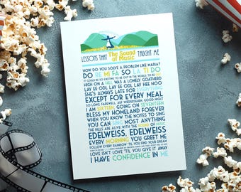 Impressão de citação de The Sound of Music - pôster musical com citações, arte de parede, presente para crianças no teatro, minimalista, decoração de casa, letras da Broadway (original)