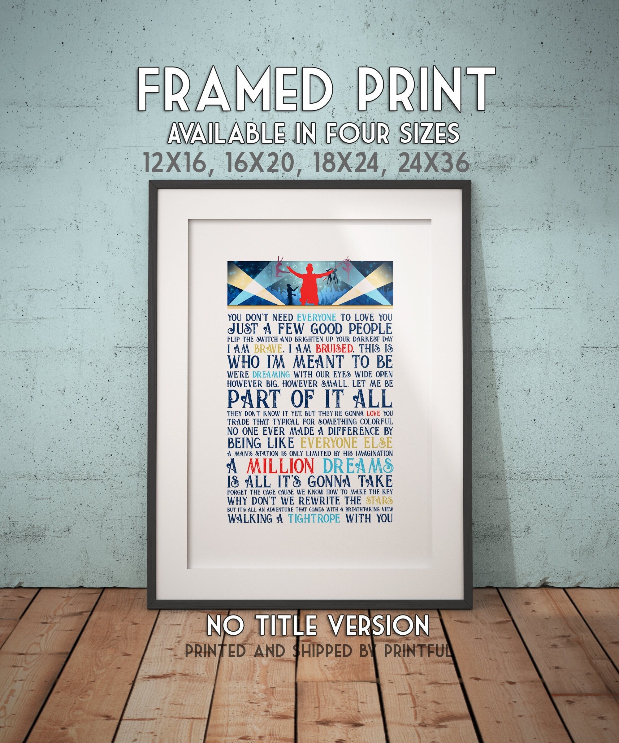 Greatest Showman Framed Quote Print -- Minimalist Wall Art Poster / Musical Movie / Movie Lovers Gifts / PT Barnum Quote / Song Lyrics