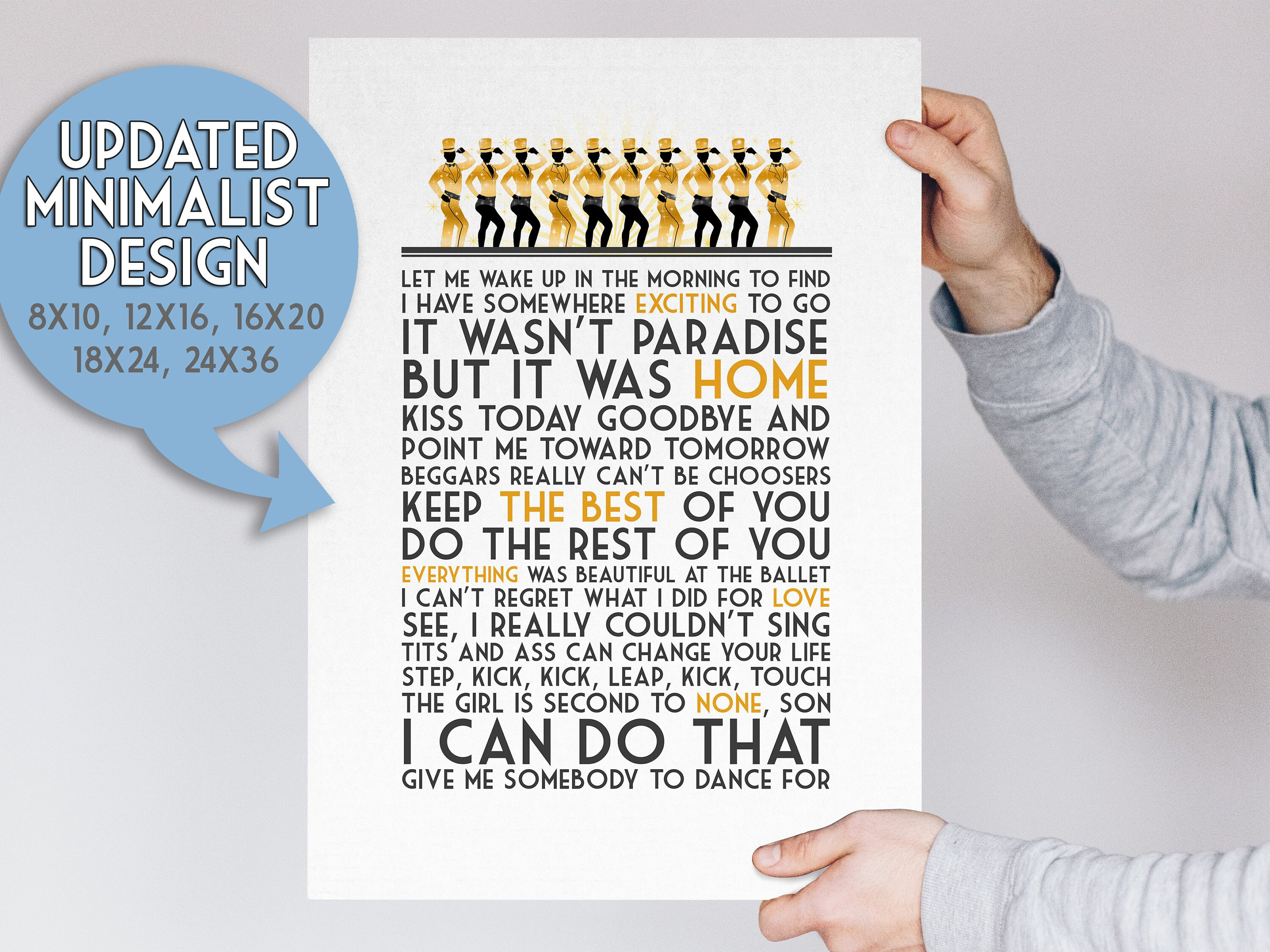 Chorus Line Musical Quote Print -- Theater Poster with Quotes Wall Art / Broadway Lyrics / Musical Theater Gift / Lessons (No Title Ver.)