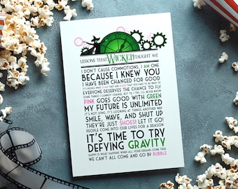 Wicked Musical Quote Print — Lyrics Poster with Quotes Wall Art, Theater Kid Gifts, Defying Gravity, Home Decor Broadway Songs (Original)
