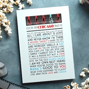 Impresión de cita musical de Chicago: póster con citas, arte de pared, película, teatro, regalo para niños, todo eso del jazz, decoración del hogar, letras de Broadway (originales)