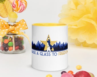 11oz Raise a Glass to Freedom -- Musical Theater Gift / Broadway Lyric Gifts / Theater Nerd / Hamilton Quote Ceramic Mug