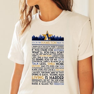 Lessons I Learned from Hamilton (Original Ver.) -- T-SHIRT Unisex / Musical Theater Gift / Wall Art / Broadway Lyrics / King George Quote