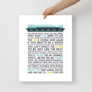 Bright Star Musical Theater Quote Print Wall Art With Quotes, Theater Kid Gifts, Home Decor Broadway Lyrics Poster (No Title Ver.) image 5