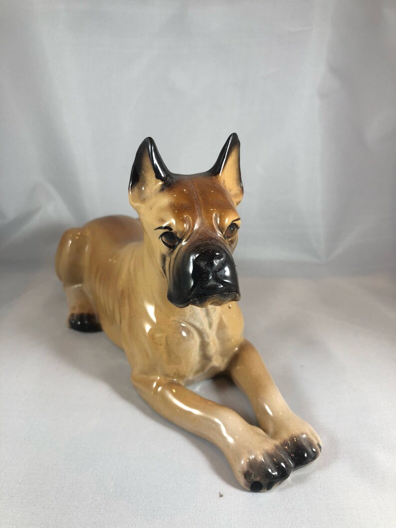 Vintage Ceramic Boxer Dog Figurine Etsy