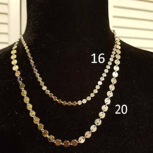 Sequin chain necklace, square chain necklace adjustable necklace, disc chain necklace, chevron chain layering necklace, 12-20 inch