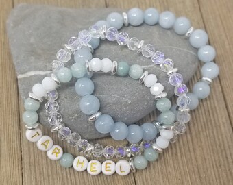 North Carolina Tar Heel word bracelet set, UNC jewelry, , UNC Tar Heel beaded bracelets, UNC game day