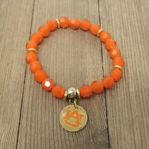 Auburn beaded bracelet , Auburn bracelet, Auburn game day jewelry, AU Tigers bracelets, AU orange bracelet