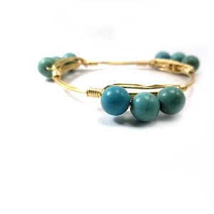 Turquoise bangle bracelet, Turquoise Bourbon and bowties inspired wire wrapped bangle bracelet, Western bracelet, turquoise bangle