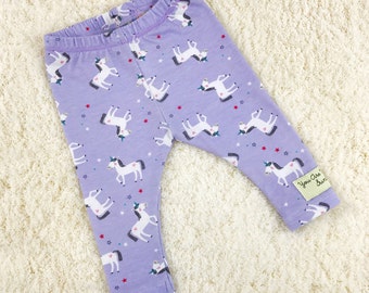 Purple Unicorn Print Baby Leggings, Toddler Leggings, Kids Leggings