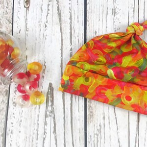 Gummy Dummy Print Baby Knot Hat, Unique Newborn Knotted Hat, Baby Beanie